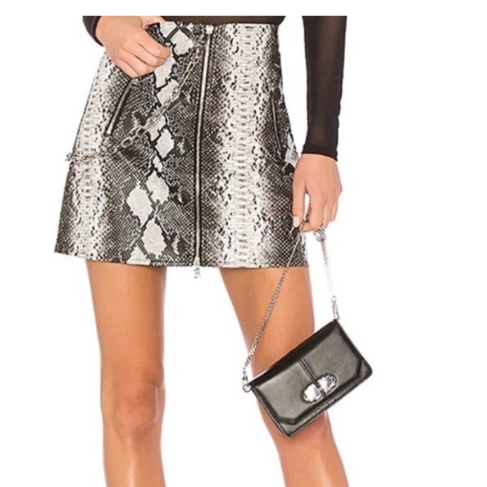 I.AM.GIA gray snake print faux leather zip up mini skirt size large maximalist